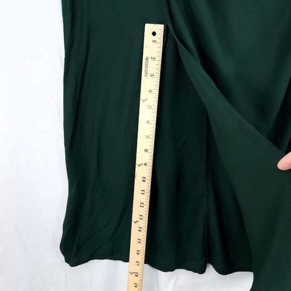 Reformation Frasier Midi Dress 2 Forest Green Leg Slit Short Sleeve Side Button - Picture 11 of 16